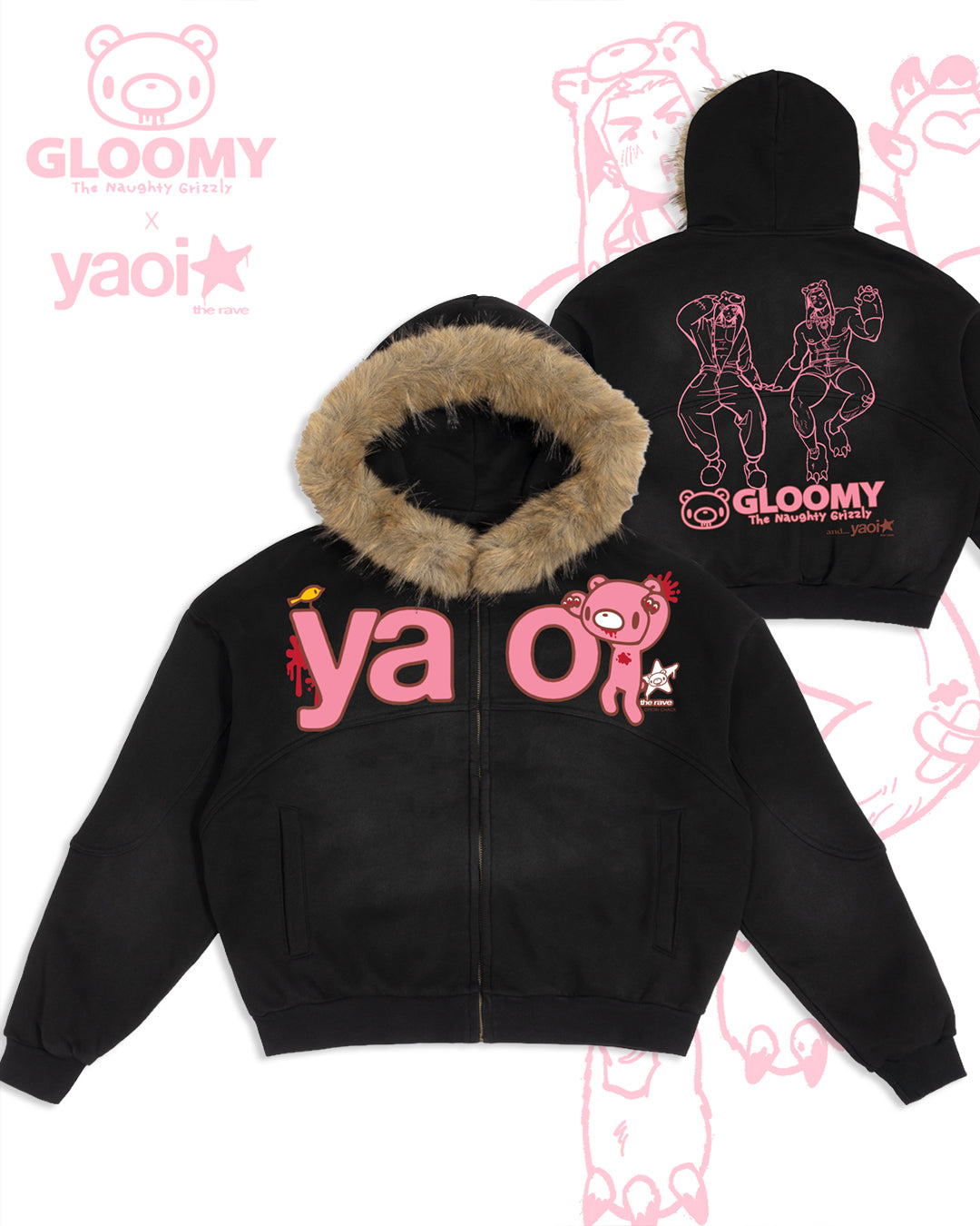 YAOI x GLOOMY Sneaky Zip-Up Parka – Yaoi & Yuri Rave Archives