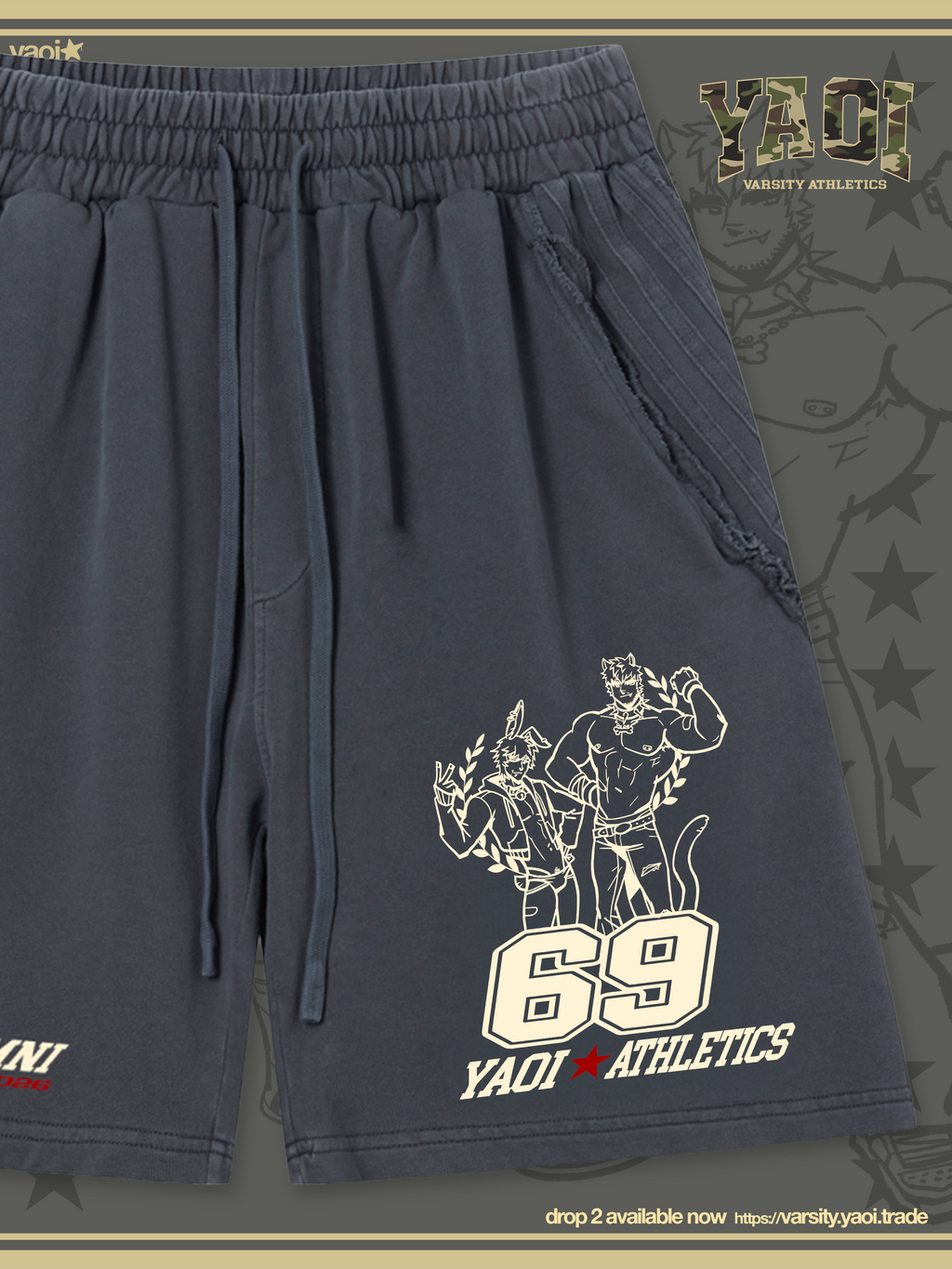 YAOI Omega Alumni Raw Edge Shorts
