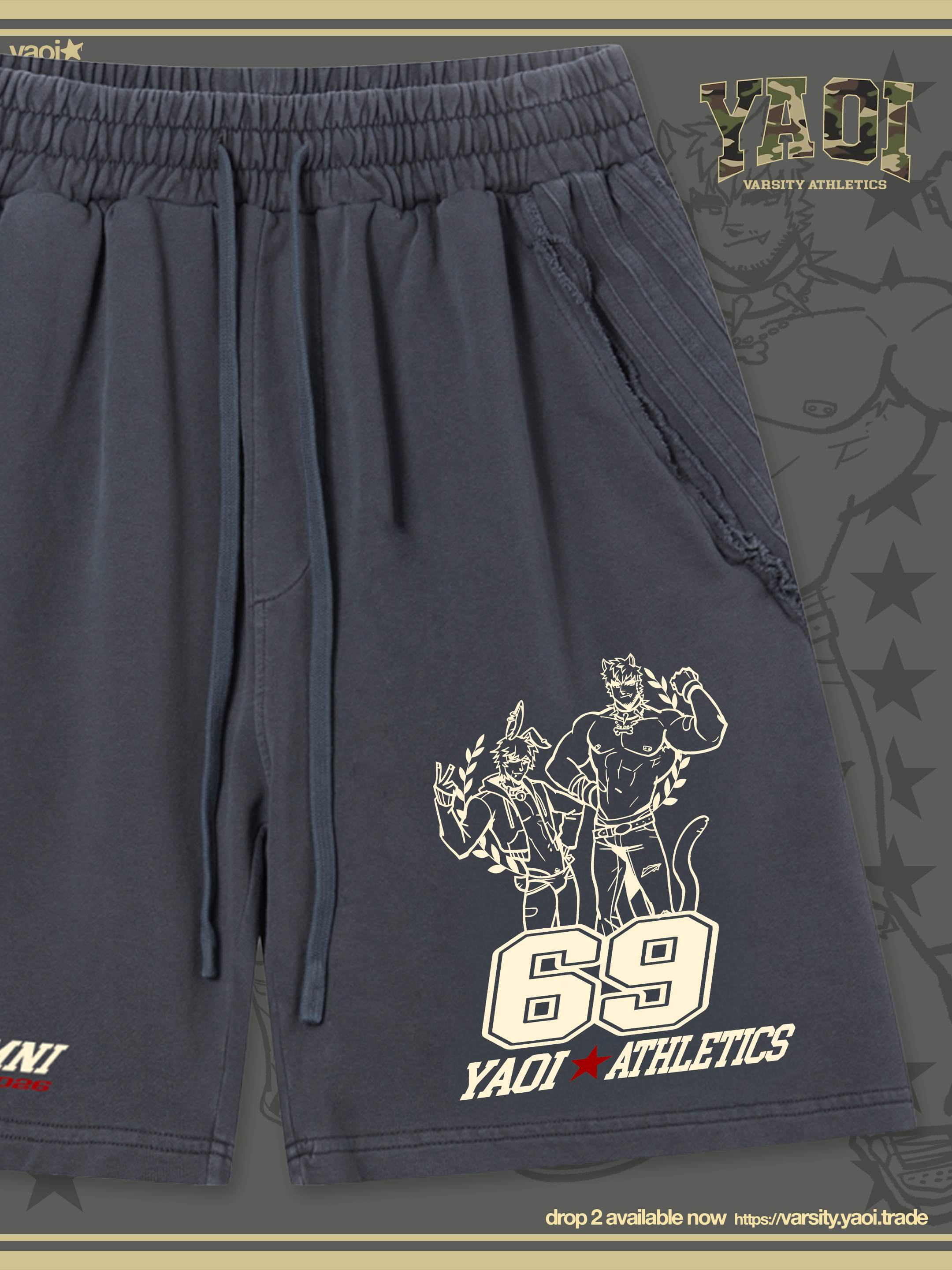 YAOI Omega Alumni Raw Edge Shorts